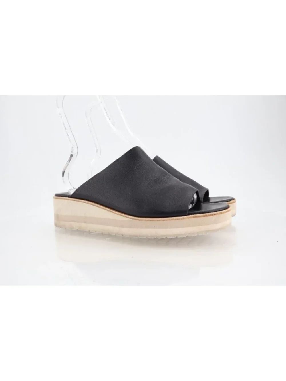 Vince Sarria Sandals Women's Size 9.5 Black Leather Platform Slide Comfy Wedge